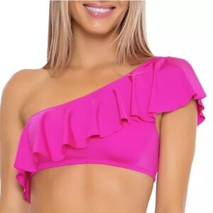 Trina Turk Fuchsia Ruffled Swim Suit Top - Size 4